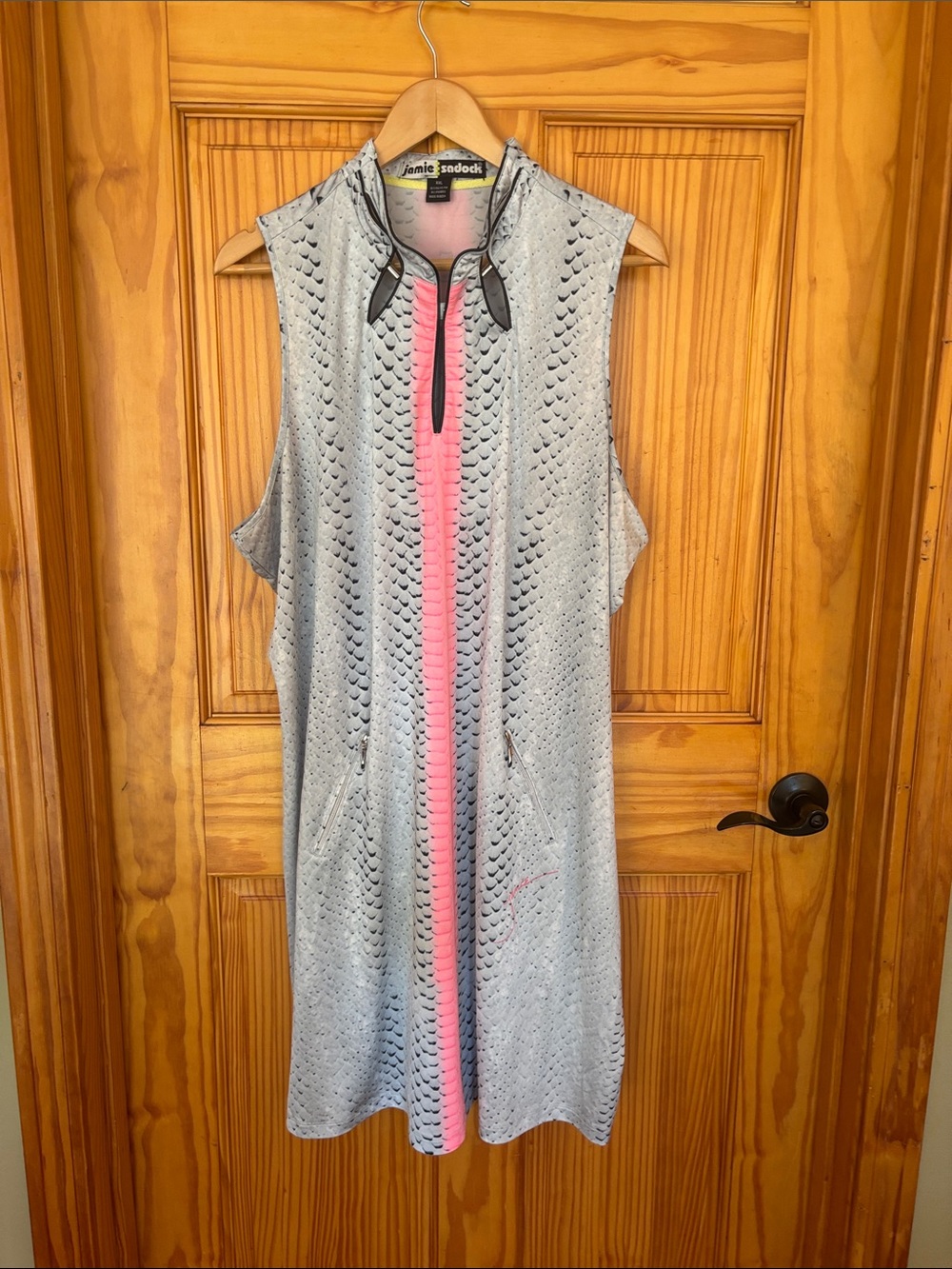 jamie sadock gray and pink snake print golf dress.